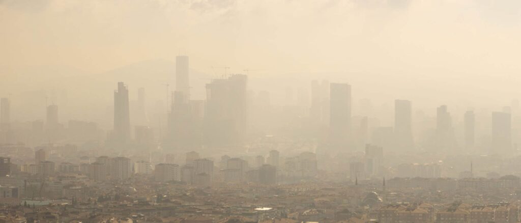 extreme air pollution across a city