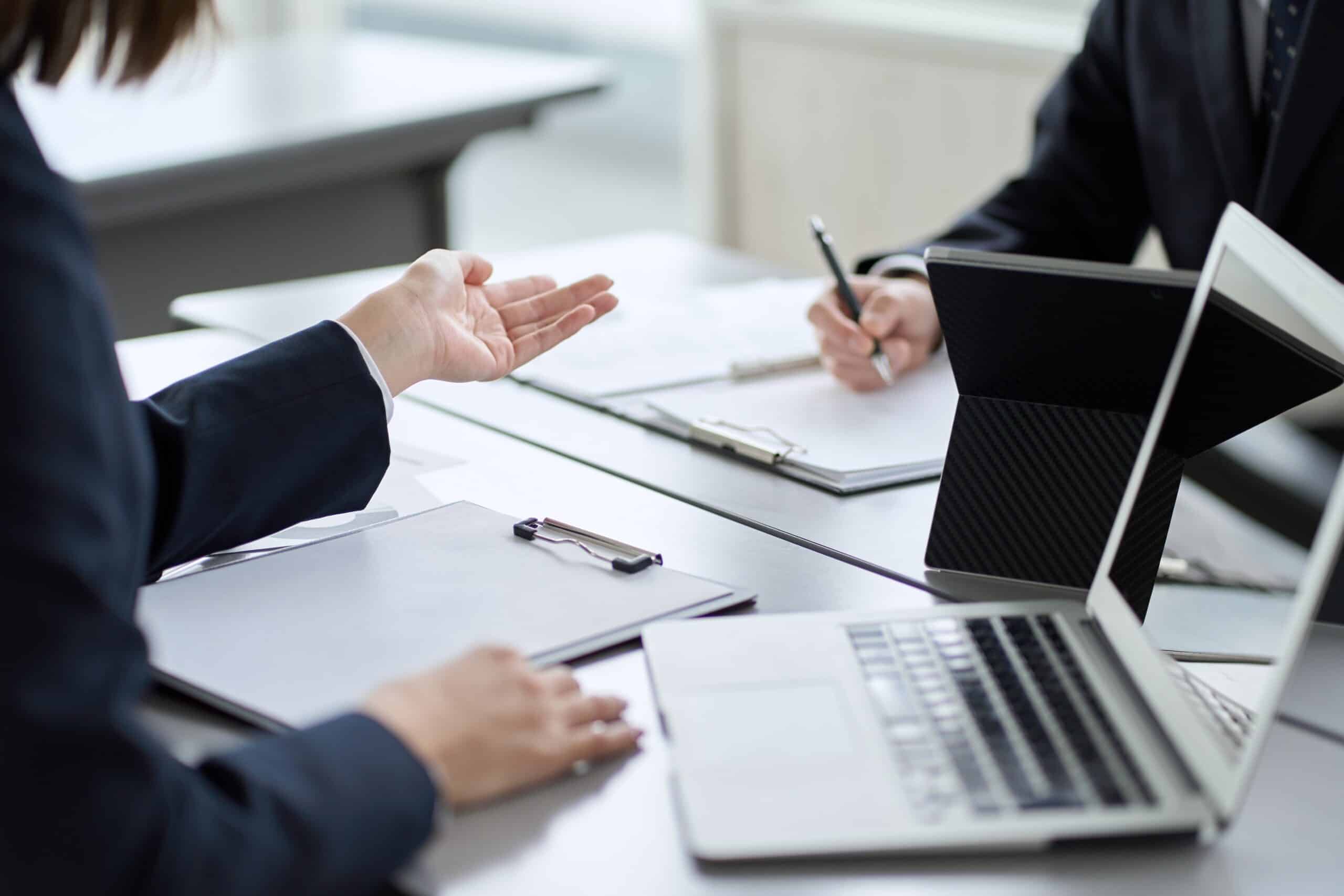 two people having a meeting