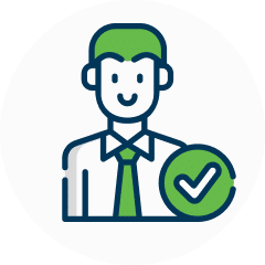 green graphic of a male employee