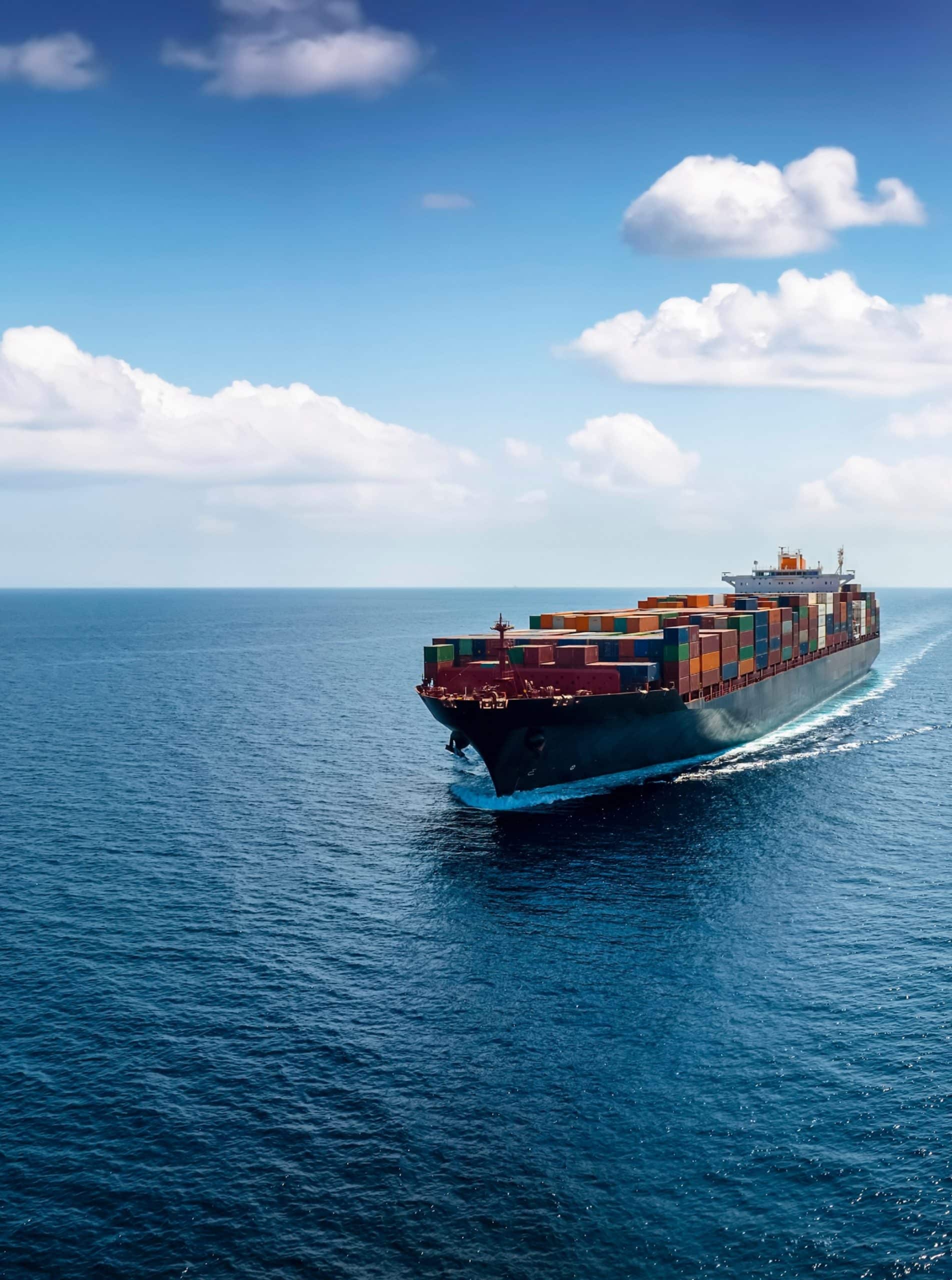 Cargo ship sailing on the ocean