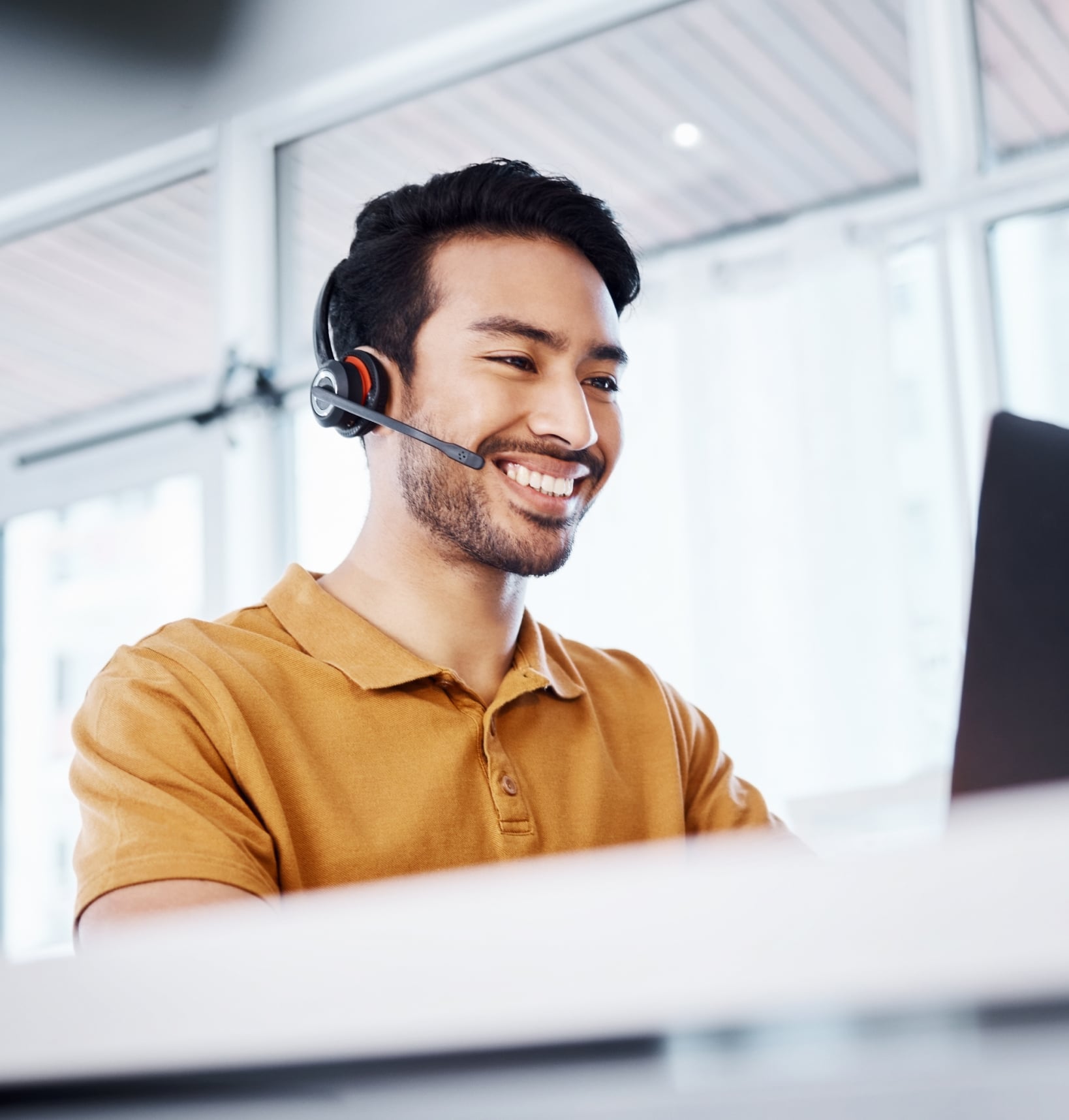 man attending virtual training