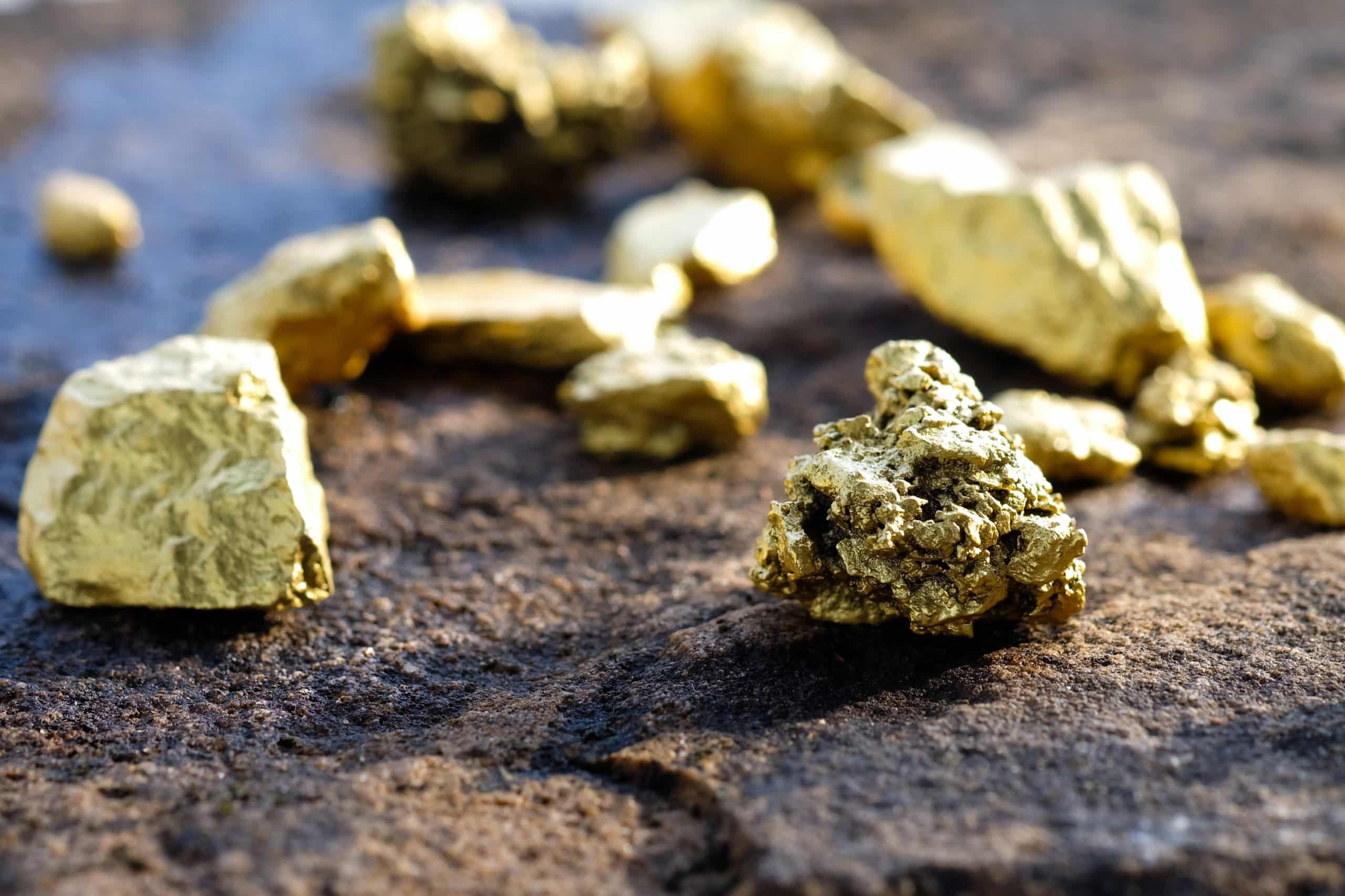 Nuggets of gold found in a mine