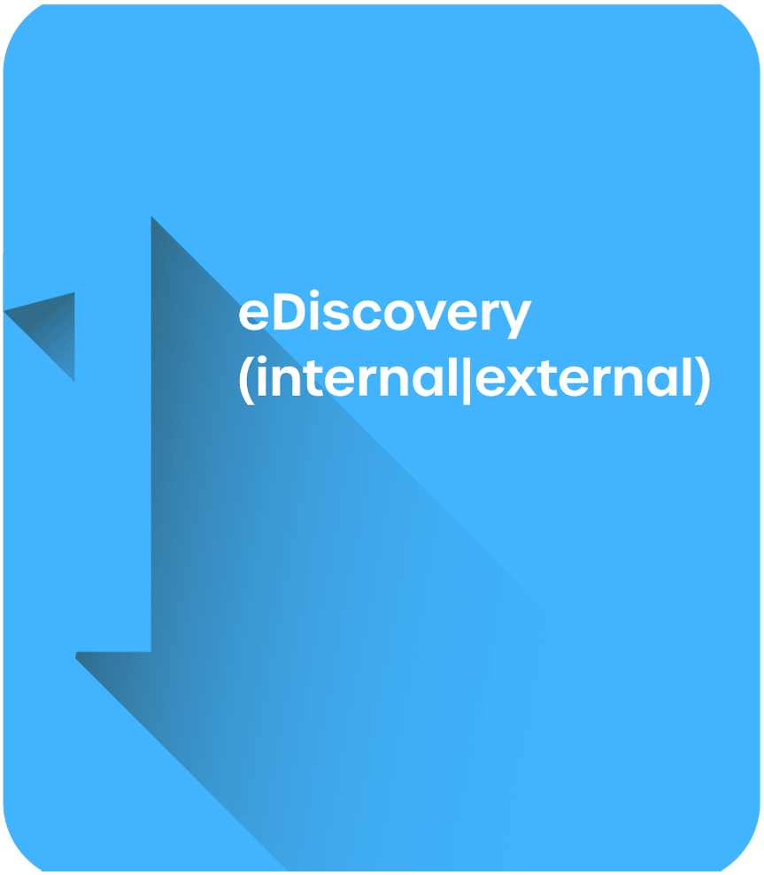 Blue Tag that has the text eDiscover, internal | External