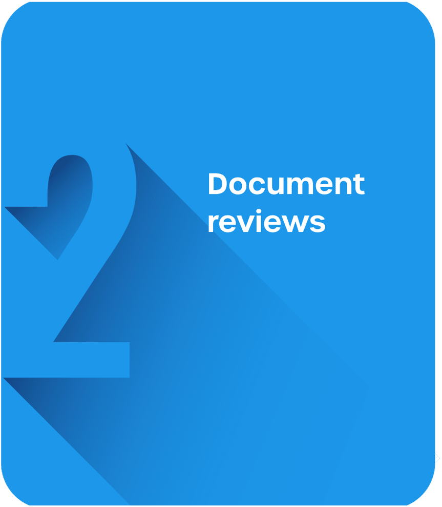 Blue Tag that has the text document reviews